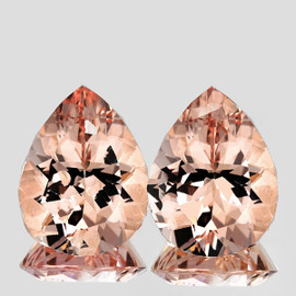 9x7mm 2pcs Pear Brilliant Cut Extreme Brilliancy AAA Peach Morganite Natural { Flawless-VVS }--AAA Grade
