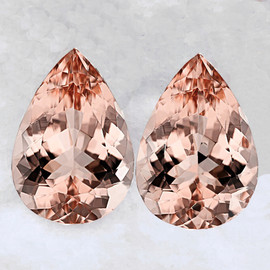 10x7mm 2pcs Pear Brilliant Cut Extreme Brilliancy Intense Peach Morganite Natural { Flawless-VVS }--AAA Grade