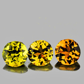 5.00 mm 3pcs { 1.32 cts } Round Brilliant Cut Best AAA Fire Intense Golden Yellow Beryl 'Heliodor' Natural {Flawless-VVS}--AAA Grade