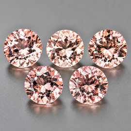 5.50 mm 5 pcs Round Machine Brilliant Cut Extreme Brilliancy Natural Peach Pink Morganite [Flawless-VVS]