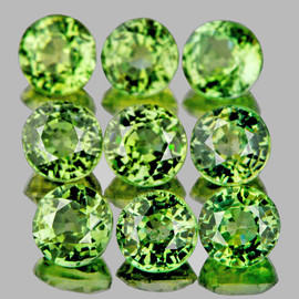 2.70 mm 9 pcs Round Cut AAA Fire Natural Ceylon Green Sapphire {Flawless-VVS}