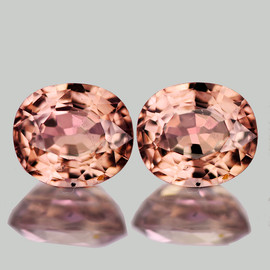 5.5x5 mm 2pcs Oval AAA Fire Mahenge Orange Pink Malaya Garnet Natural {Flawless-VVS}