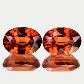 8x6 mm 2pcs { 3.93 cts} Oval Cut AAA Fire Natural Color Shift Pink Orange Malaya Garnet {Flawless-VVS}