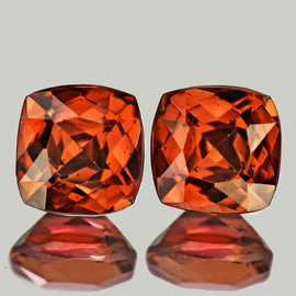 6.30 mm 2pcs  ( 3.20 cts ) Cushion Brilliant Cut AAA Fire Natural Color Shift Pink Orange Malaya Garnet {Flawless-VVS}