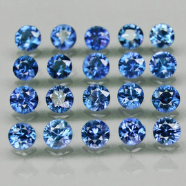 1.70 mm 40 pcs Round Brilliant Cut AAA Fire Intense Bright Blue Sapphire Natural {Flawless-VVS}