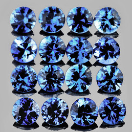 1.70 mm 40 pcs Round Brilliant Cut AAA Fire Intense Blue Sapphire Natural {Flawless-VVS}