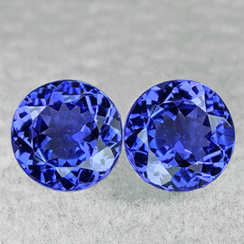 6.00 mm 2pcs { 1.71 cts} Round Brilliant Cut AAA Fire Intense Purple Blue Tanzanite Natural {Flawless-VVS}