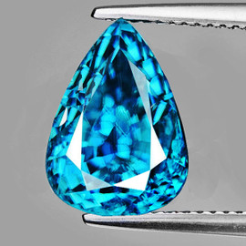 9x7 mm { 3.86 cts } Pear Superb Brilliancy Intense AAA Electric Blue Zircon Natural {Flawless-VVS1}--AAA Grade--FREE CERTIFICATE