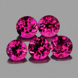 4.00 mm 5 pcs Round Brilliant Cut AAA Fire Intense Red Pink Rubellite Natural {Flawless-VVS}--AAA Grade