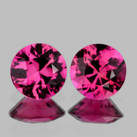 5.30 mm 2 pcs { 1.11 cts } Round Brilliant Cut AAA Fire Intense Pink Tourmaline { Flawless-VVS }--AAA Grade