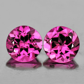 5.50 mm 2 pcs { 1.28 cts } Round Brilliant Cut AAA Fire Natural AAA Pink Tourmaline { Flawless-VVS }--AAA Grade