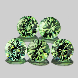 3.50 mm 5 pcs Round Machine Brilliant Cut Extreme Brilliancy Natural AAA Ceylon Green Sapphire {Flawless-VVS}--AAA Grade