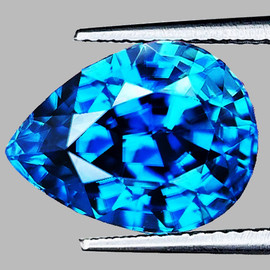 8x6 mm { 3.00 cts } Pear Superb Brilliancy Intense Deep Blue Zircon Natural {Flawless-VVS1}--AAA Grade--FREE CERTIFICATE