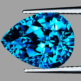 9x7 mm { 3.57 cts } Pear Superb Brilliancy Intense Deep Blue Zircon Natural {Flawless-VVS1}--AAA Grade--FREE CERTIFICATE