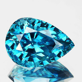 10x8 mm { 4.32 cts } Pear Superb Brilliancy AAA Electric Blue Zircon Natural {Flawless-VVS1}--AAA Grade--FREE CERTIFICATE