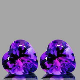9.00 mm 2 pcs Heart Brilliant Cut Extreme Brilliancy Intense AAA Purple Amethyst Natural {Flawless-VVS1}--AAA Grade