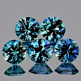 3.30 mm 5 pcs Round Machine Brilliant Cut Extreme Brilliancy Natural AAA Teal Blue Sapphire {Flawless-VVS}--AAA Grade