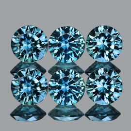 3.00 mm 6 pcs Round Machine Brilliant Cut Extreme Brilliancy Natural AAA Teal Blue Sapphire {Flawless-VVS}--AAA Grade