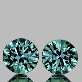 3.50 mm 2 pcs Round Machine Brilliant Cut Extreme Brilliancy AAA Teal Blue Green Sapphire Natural {Flawless-VVS}--AAA Grade