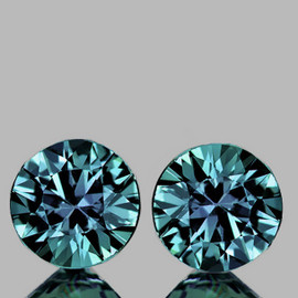 3.70 mm 2 pcs Round Machine Brilliant Cut Extreme Brilliancy Teal Green Blue Sapphire Natural {Flawless-VVS}--AAA Grade