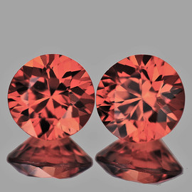 5.50 mm 2pcs { 1.87 cts} Round Brilliant Cut Extreme Brilliancy Natural Color Shift Pink Orange Malaya Garnet {Flawless-VVS}--AAA Grade