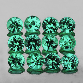 2.70 mm 12 pcs Round Brilliant Cut AAA Fire Intense AAA Blue Green Emerald Natural { VVS }--AAA Grade