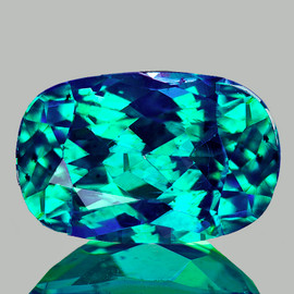 10x7 mm { 3.00 cts} Cushion Brilliant Cut AAA Fire Premium Emerald Blue Green Apatite Natural {VVS}--AAA Grade