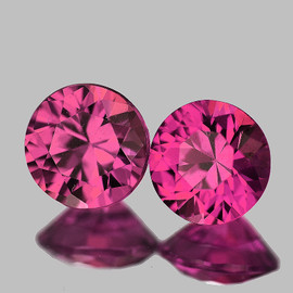 5.20 mm 2 pcs { 1.02 cts } Round Brilliant Cut AAA Fire Intense Pink Tourmaline {Flawless-VVS}--AAA Grade