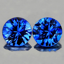 3.50 mm 2 pcs Round Brilliant Cut AAA Fire Natural AAA Royal Blue Sapphire {Flawless-VVS}--AAA Grade
