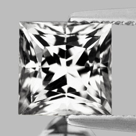 6.00 mm { 1.17 cts } Square Princess Cut Extreme Brilliancy Natural White Sapphire {Flawless-VVS1}--AAA Grade