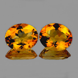 9x7 mm 2 pcs Oval Brilliant Cut AAA Fire AAA Madeira Golden Yellow Citrine Natural (Flawless-VVS1}--AAA Grade