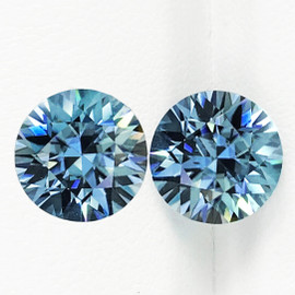 4.30 mm 2 pcs Round Machine Brilliant Cut Extreme Brilliancy AAA Teal Blue Sapphire Natural {Flawless-VVS}--AAA Grade
