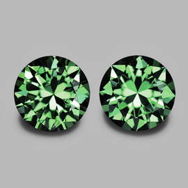 3.50 mm 2pcs Round Machine Brilliant Cut Extreme Brilliancy Intense Green Madagascar Sapphire Natural { Flawless-VVS }--AAA Grade