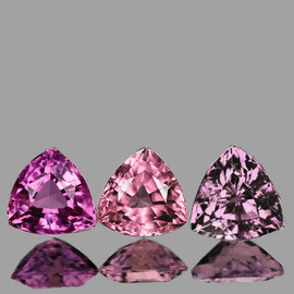 4.00 mm 3 pcs { 0.87 cts } Trillion AAA Fire Mix Pink Sapphire Natural {Flawless-VVS}
