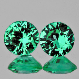 4.00 mm 2 pcs Round Brilliant Cut AAA Fire Premium Blue Green Emerald Natural { VVS }--AAA Grade