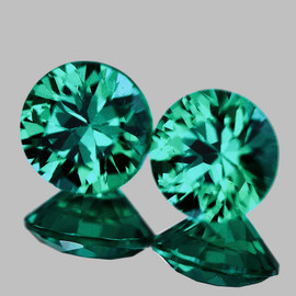 3.80 mm 2 pcs Round Brilliant Cut AAA Fire Premium Blue Green Emerald Natural { VVS }--AAA Grade