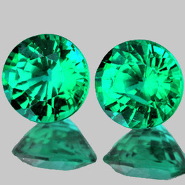 3.30 mm 2 pcs Round AAA Fire Intense Blue Green Emerald Natural ( AAA Grade )