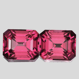 6x5 mm 2pcs { 2.03 cts } Octagon Emerald Cut AAA Fire Intense Pink Red Tourmaline Natural { Flawless-VVS }--AAA Grade