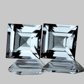 6.00 mm 2 pcs { 2.14 cts } Square AAA Fire Natural Sky Blue Aquamarine {Flawless-VVS}