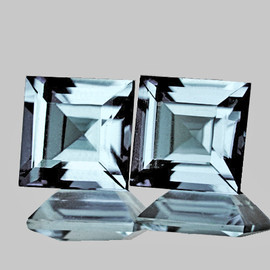6.00 mm 2 pcs Square AAA Fire Natural Blue Aquamarine {Flawless-VVS}