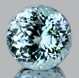 10.00 mm { 3.65 cts } Round Brilliant Cut Extreme Brilliancy Natural AAA Blue Aquamarine {Flawless-VVS1}--AAA Grade