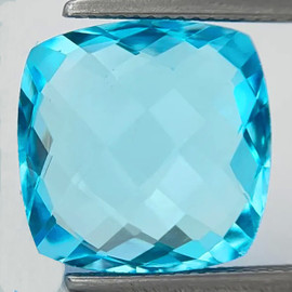 12.00 mm { 9.25 cts } Cushion Checkerboard Cut AAA Sky Blue Topaz Natural {Flawless-VVS1}