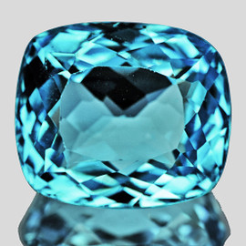 13x12 mm { 9.56 cts } Cushion Brilliant Cut AAA Fire AAA Sky Blue Topaz Natural {Flawless-VVS1}--AAA Grade