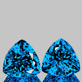 13.00 mm 2pcs Trilliant Brilliant Cut AAA Fire Premium AAA Swiss Blue Topaz Natural {Flawless-VVS1}--AAA Grade