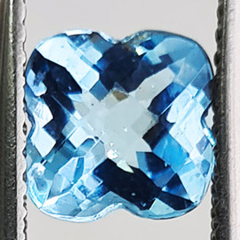 7.00 mm { 1.60 cts } Four Leaf Clover Cut AAA Fire Natural Santa Maria Blue Aquamarine {Flawless-VVS}--AAA Grade