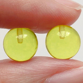 8.00 mm 1 pc Round Ball Half Drill Excellent Polish Intense Green Gold Lemon Quartz {Flawless-VVS}--AAA Grade