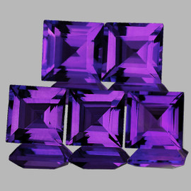 5.00 mm 5 pcs Square Emerald Cut AAA Fire Intense Purple Amethyst Natural (Flawless-VVS}