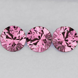 4.70 mm 3 pcs { 1.52 cts} Round Brilliant Cut AAA Fire Natural Vivid Pink Spinel {Flawless-VVS}