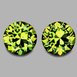 3.50 mm 2 pcs Round Brilliant Cut Extreme Brilliancy Rainbow Sparkles Natural Golden Green Demantoid Garnet {Flawless-VVS}--AAA Grade
