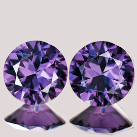 4.20 mm 2 pcs Round Machine Brilliant Cut Extreme Brilliancy Intense Purple Spinel Natural {Flawless-VVS}--AAA Grade